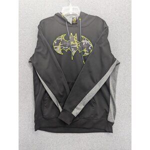 Batman Hoodie Mens XL Black Neon Camo Logo Pullover Fleece Graphic Sweatshirt